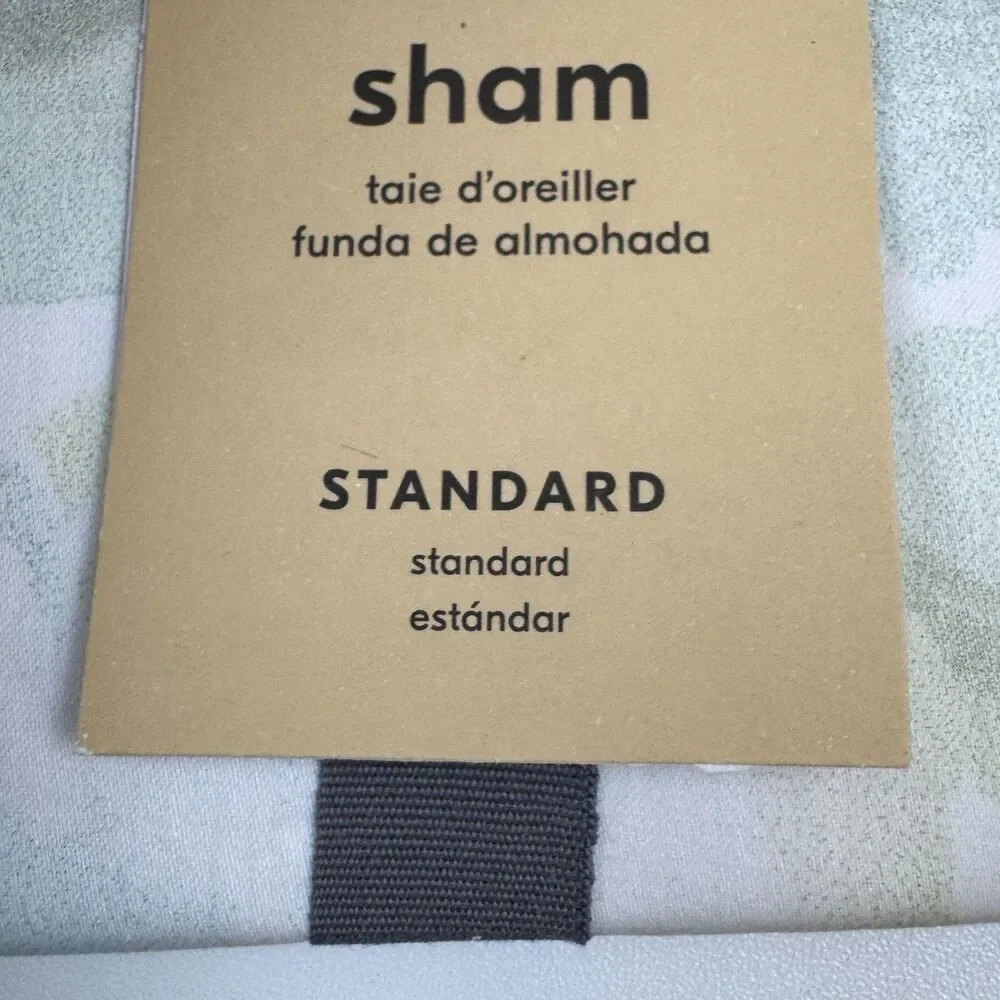 West Elm Sateen Canopy Organic Cotton Abstract Print Standard Sham Storm Blue